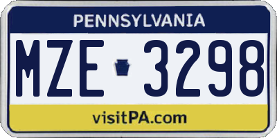PA license plate MZE3298