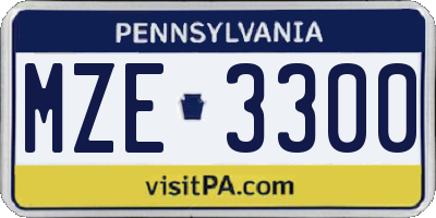 PA license plate MZE3300