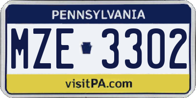 PA license plate MZE3302