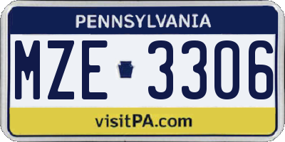 PA license plate MZE3306