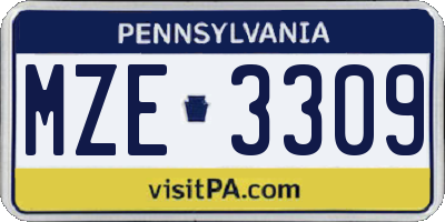 PA license plate MZE3309