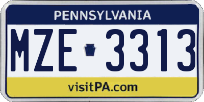 PA license plate MZE3313