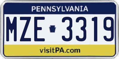 PA license plate MZE3319