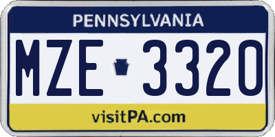 PA license plate MZE3320