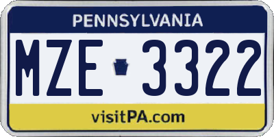 PA license plate MZE3322
