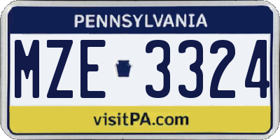 PA license plate MZE3324