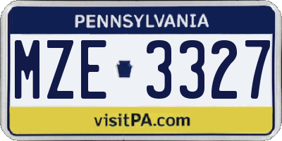 PA license plate MZE3327