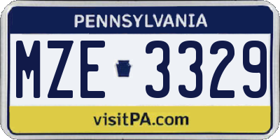 PA license plate MZE3329