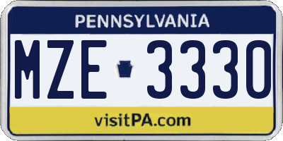 PA license plate MZE3330