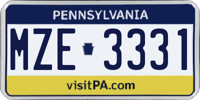 PA license plate MZE3331
