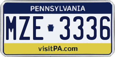 PA license plate MZE3336