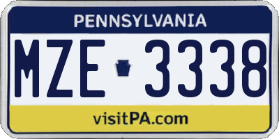 PA license plate MZE3338