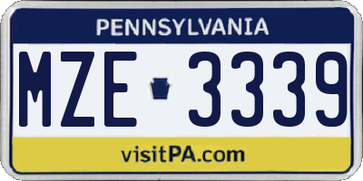 PA license plate MZE3339