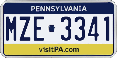 PA license plate MZE3341