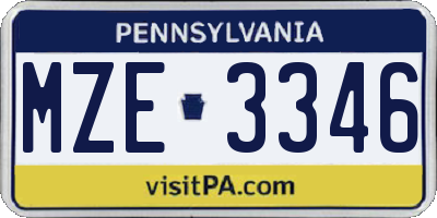 PA license plate MZE3346
