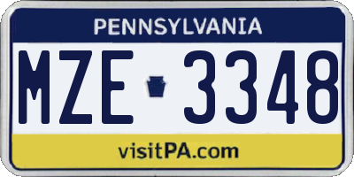PA license plate MZE3348
