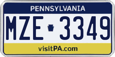 PA license plate MZE3349