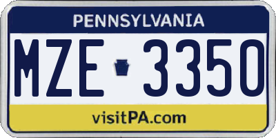 PA license plate MZE3350