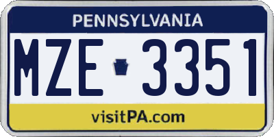PA license plate MZE3351