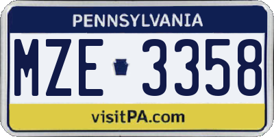 PA license plate MZE3358