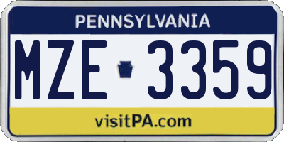 PA license plate MZE3359