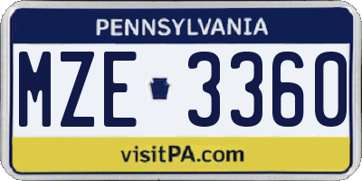PA license plate MZE3360