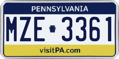PA license plate MZE3361