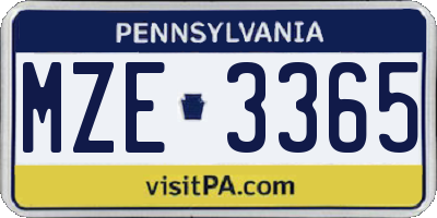 PA license plate MZE3365