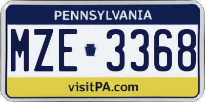 PA license plate MZE3368