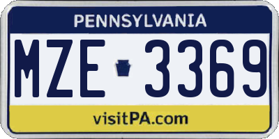 PA license plate MZE3369