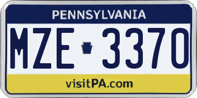 PA license plate MZE3370