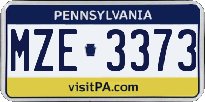 PA license plate MZE3373