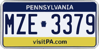 PA license plate MZE3379