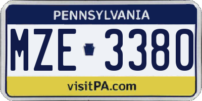 PA license plate MZE3380