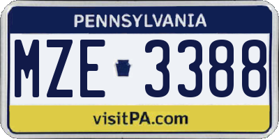 PA license plate MZE3388