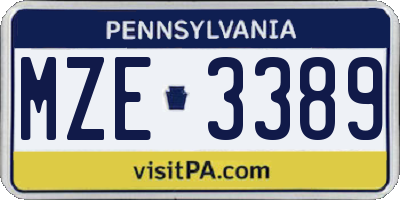 PA license plate MZE3389