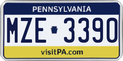 PA license plate MZE3390