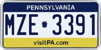PA license plate MZE3391