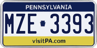 PA license plate MZE3393