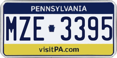 PA license plate MZE3395