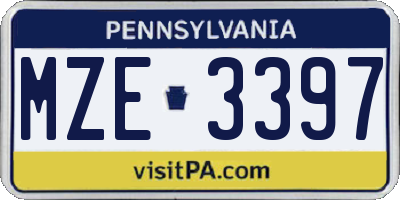 PA license plate MZE3397
