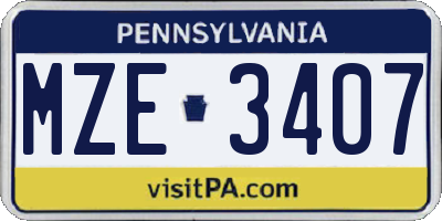 PA license plate MZE3407