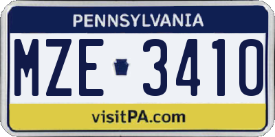 PA license plate MZE3410