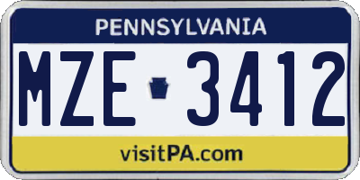 PA license plate MZE3412