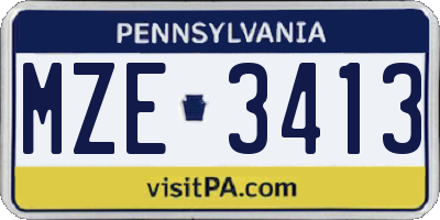 PA license plate MZE3413