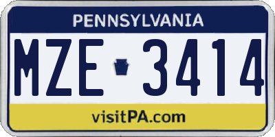 PA license plate MZE3414