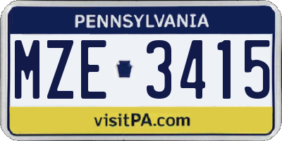 PA license plate MZE3415