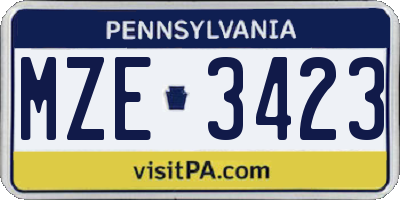 PA license plate MZE3423