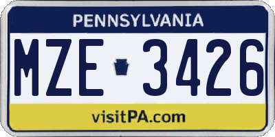 PA license plate MZE3426