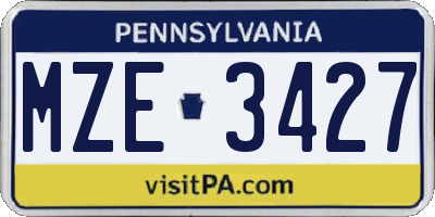 PA license plate MZE3427